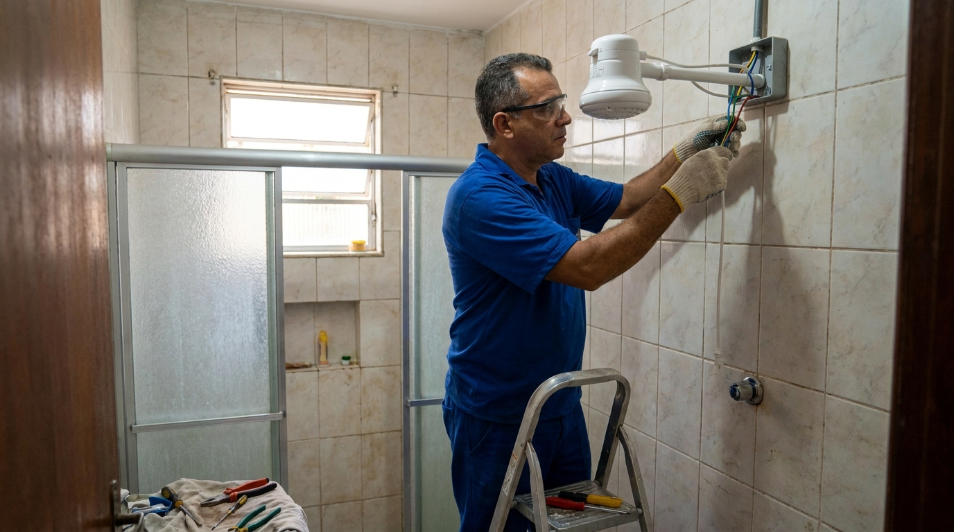 Substituição de Chuveiro Antigo em Betim‑MG